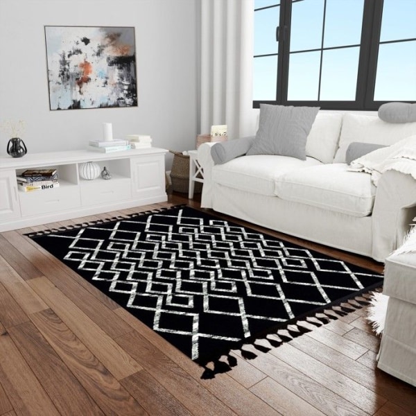 Tæppe - ANATOLIAN STAR - BERBERE FAS - Sort - 200x300 - Tykkelse 6mm Svart
