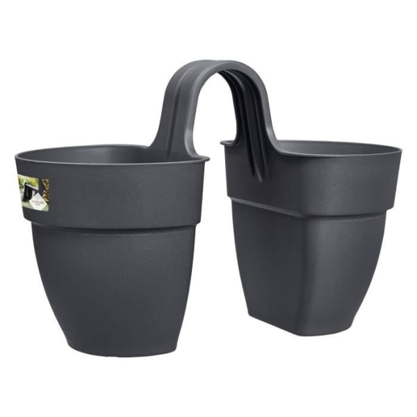 ELHO - Blomkruka - Vibia Campana Flower Twin 21 - Antracit - Utebalkong - L 38,4 x B 20,5 x H 26,5 cm Kolgrå