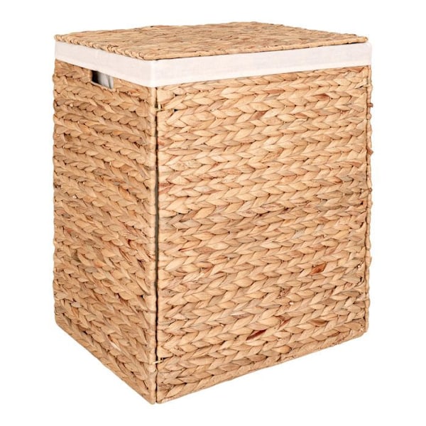 Rektangulär tvättkorg med vattenhyacintlock 43 x 32 x 55 cm Beige