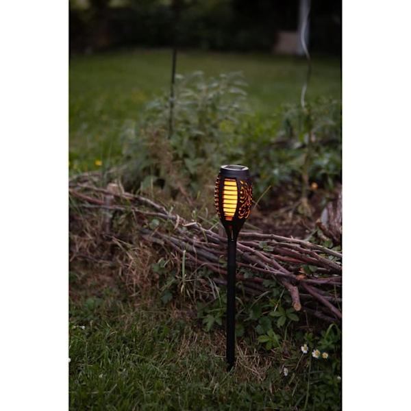 Solfackla i harts 12 flimrande bärnstensfärgade lysdioder Ø 7,3 cm H47 cm - GALIX