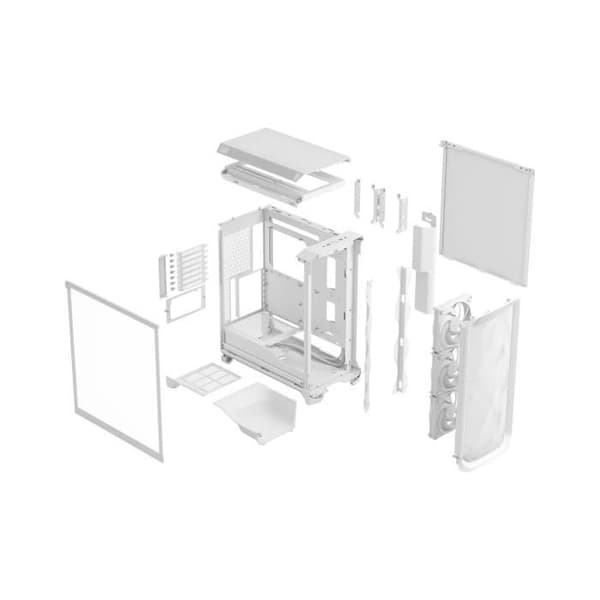 PC-chassi - FRACTAL DESIGN - Meshify 3 TG - E-ATX (277 mm) - 3 fläktar - USB Type C med 20 Gbps - Vit