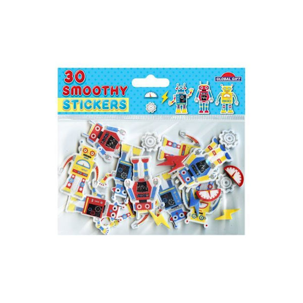 30 Stickers - EVA Foam - Robotar - Glitter Flerfärgad