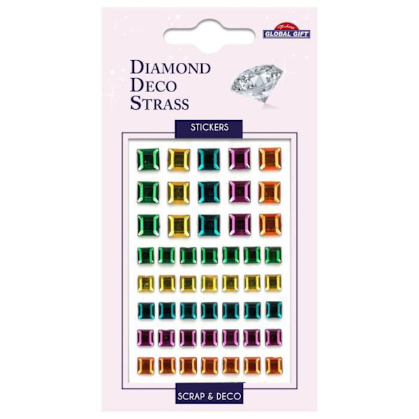 Rhinestone Stickers - Square Diamond - Multicolor