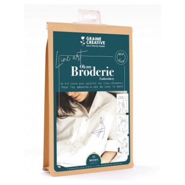 Broderisats på klädesplagg linjekonst Svart