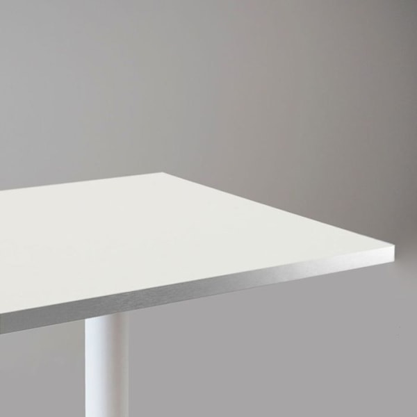 Barbord 60 x 60 cm - Rund model, hvid bund, hvide rustfri stålkanter Vit
