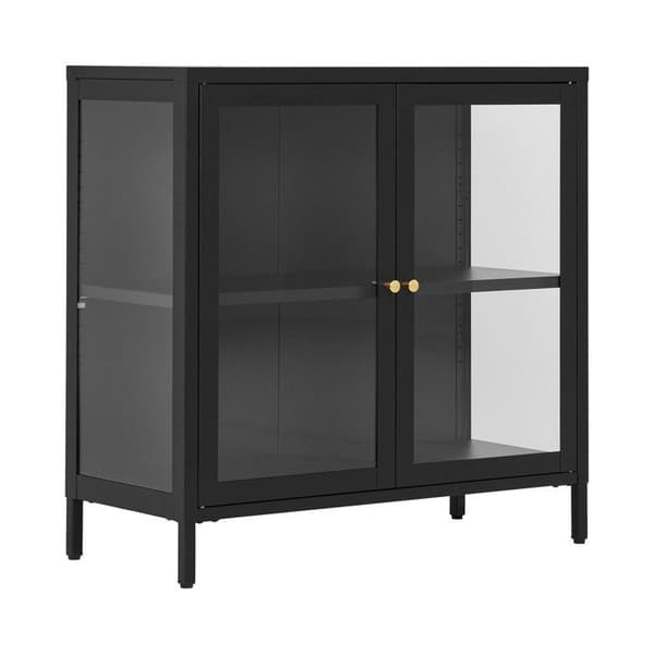 Bufet 2 glasdøre 80x35x80 cm i sort metal - KITY Svart