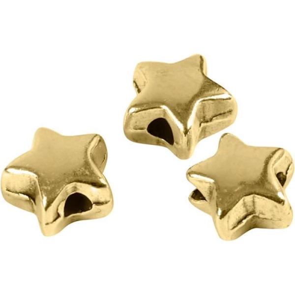 Stjärnpärlor i guld metall - 5,5 mm - 3 st gyllene