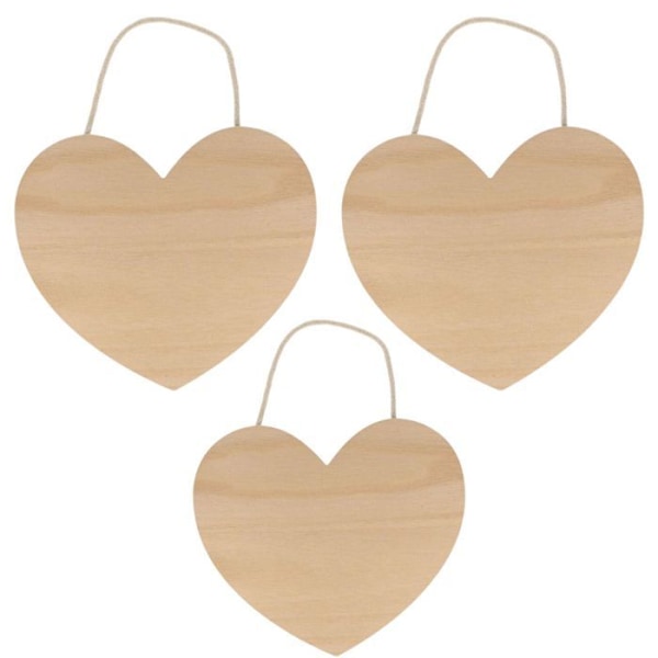 4 træhjerter til at hænge 25 x 22 cm Beige