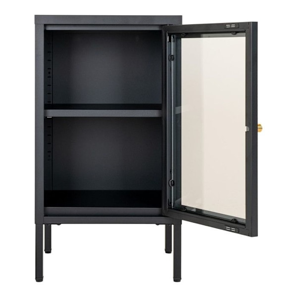 Lille buffét 1 dør 38x35x70 cm i glas og sort metal Svart