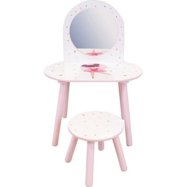 Hårstylist med skammel - Balletdanser - FUN HOUSE - H.48 X L.60 X P.40 / H.27 X L.28 X P.28 cm vitt och rosa