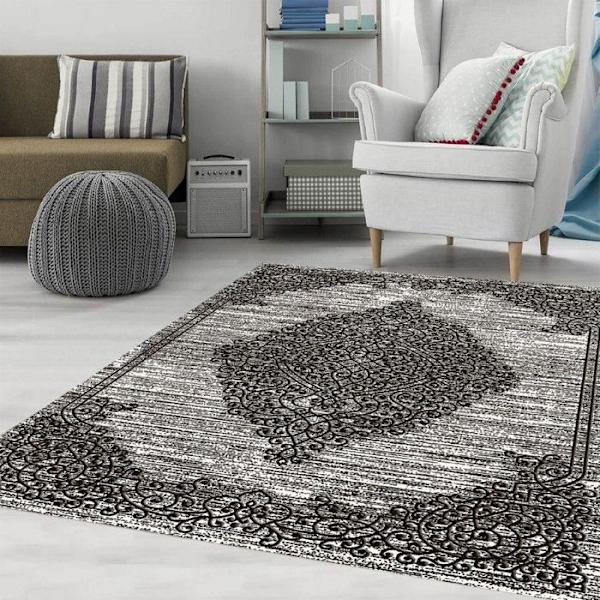 Tæppe - ORIENT - Grå Sølv - 200x300 cm - Tykkelse 9mm - Skridsikker - Vaskbar 30° Grå