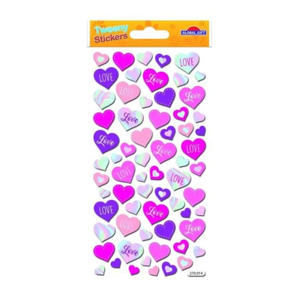 Återanvändbara klistermärken - 3D-relief - Hearts &amp; Love - Holografisk