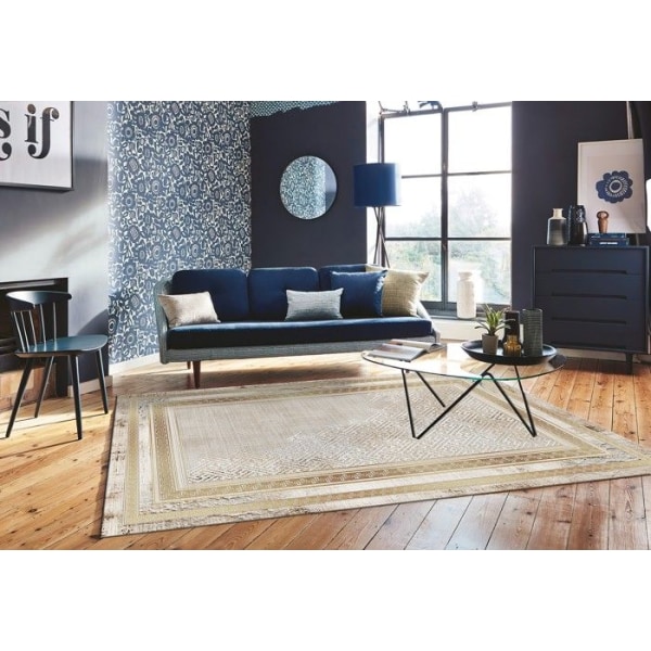 Tæppe - NAJAT - Guld - 160x230 cm - Skridsikkert - Maskinvaskbart - Moderne Beige