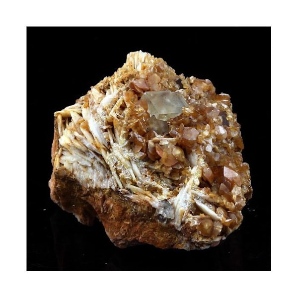 Sten og mineraler. Wulfenit + Fluorit. 189,5 øre. Lantignié, Frankrig.