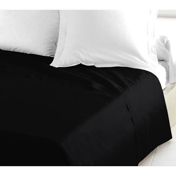 KÆRLIGHED HJEM Fladt ark 100% bomuld 240x300 cm sort