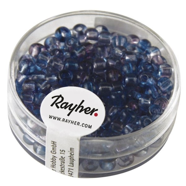Rocailles, ø 4 mm, To-Farvet, blå - violet, boks 17 g