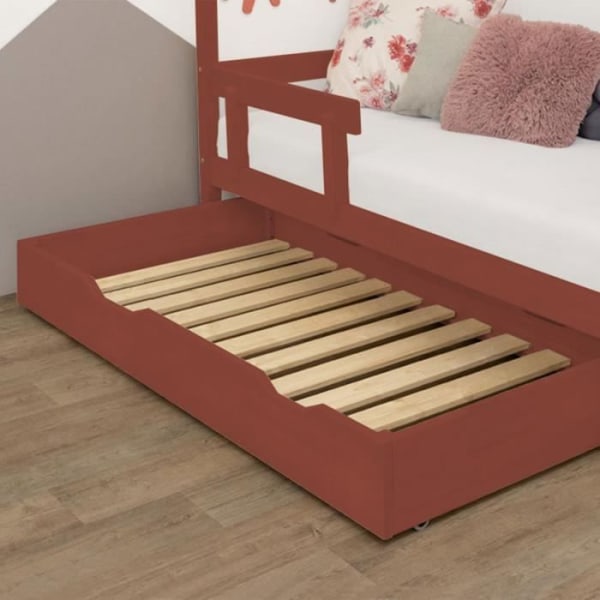 Sengeskuffe 120 x 200 med BUDDY boxspring - murstensrød Röd