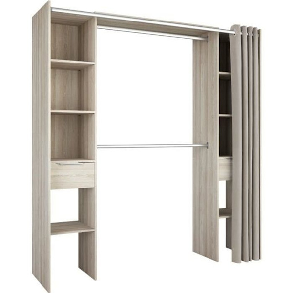 DEMEYERE Vaatekaappisarja 2 pylvästä + 2 vaatekaappia + 2 laatikkoa - Shannon Oak -sisustus - P 115 x S 50 x K 203 cm - DANA shanon ek