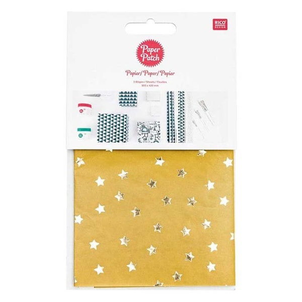 Dekorativt papper - Rico Design - Nostalgisk Jul - Senapsgul - 30 x 42 cm - 3 st Senap gul