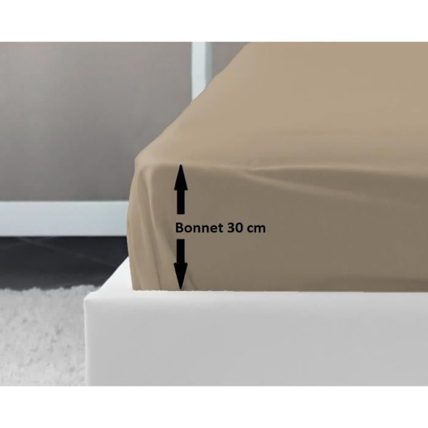 KÆRLIGHED HJEM Fittet ark 100% bomuld 160x200x30 cm beige Beige