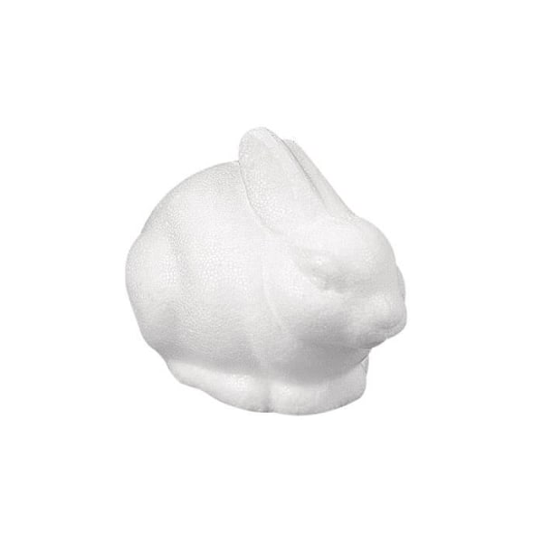 Siddende hare i polystyren 14 x 8 cm hvid