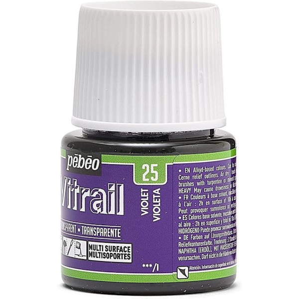 Vitrailmaling - Pebeo - Violet - 45ml - Blank - Til voksne og blandede brugere Lila