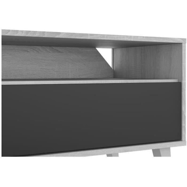Modulært tv-møbelsæt - ZOE - PUSH åbning - Artik hvid og cementgrå - L260 x D33 x H184 cm vitt och cement
