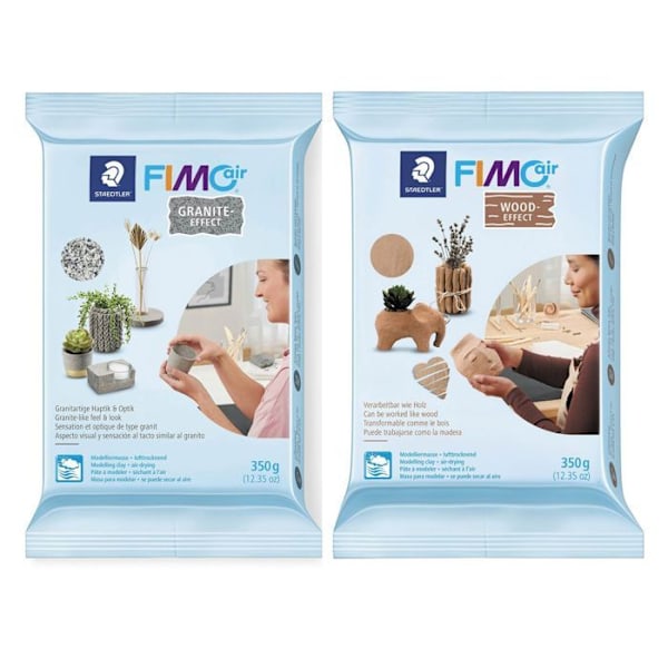 2 Fimo Air Effect polymeerisavet 350 g Graniitti + Puu kastanj
