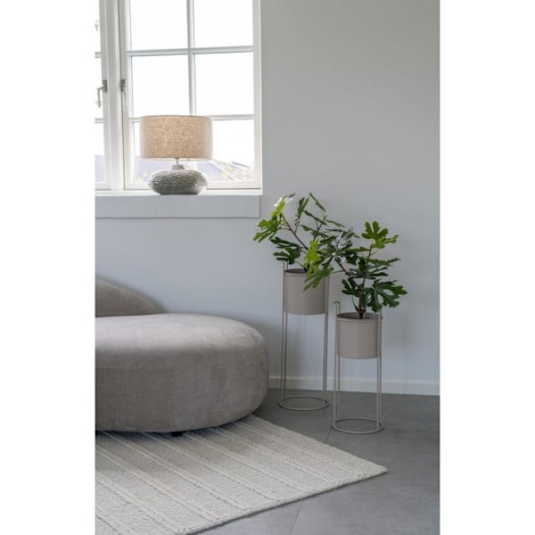 Sæt med 2 blomsterholdere i sandstøvstål Grå