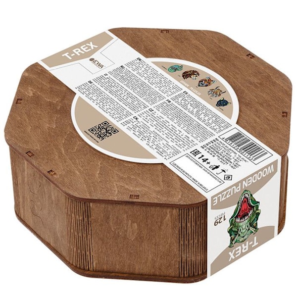 Grønt træ T-rex puslespil 129 stk - EWA ECO-WOOD-ART - Abstrakt - Blandet - 100-200 stykker Flerfärgad