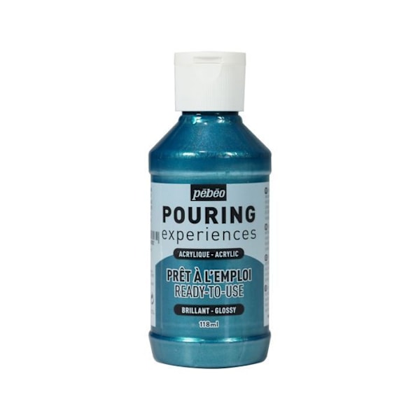 Acrylmaling - Pébéo - Pouring - 118 ml - Metallic Cobaltblå - Blandet Metallisk Kobaltblå