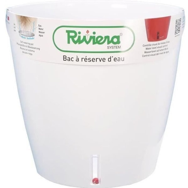 RIVIERA Eva Ny rund plastikpotte - Ø 46 cm - 49 L - Hvid Vit