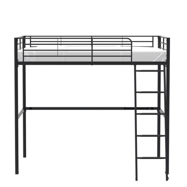 ELIOT metal loftseng - Sort - Base inkluderet - 140 x 200 cm Svart