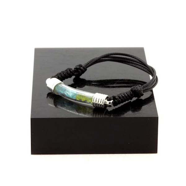 Armbånd - ABIJOUX - Peridot + Apatite Paraiba - Justerbar 16-24 cm - Mix - Sort svart