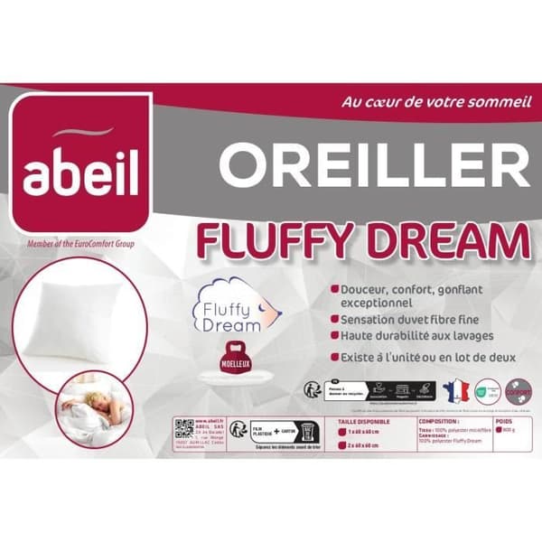ABEIL Sæt med 2 FluffyDream® puder 60 x 60 cm