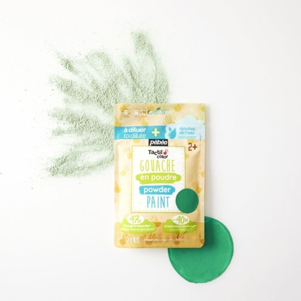 Sachet Gouache i pulver 100g Grøn - PEBEO - Tactilcolor - Vandopløselig - Til børn fra 2 år Grön