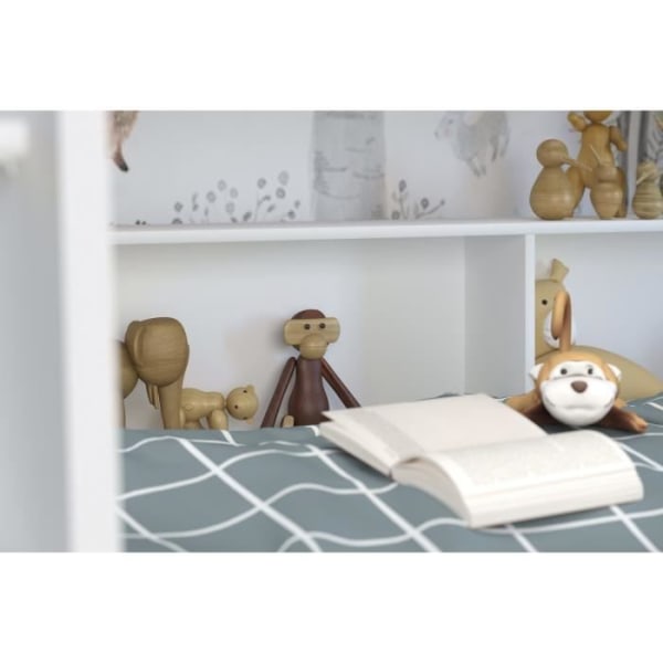 PARISOT Barnvåningssängar - Ek och Shadow White dekor - Boxfjädrar ingår - 2 x 90 x 200 cm - JIM