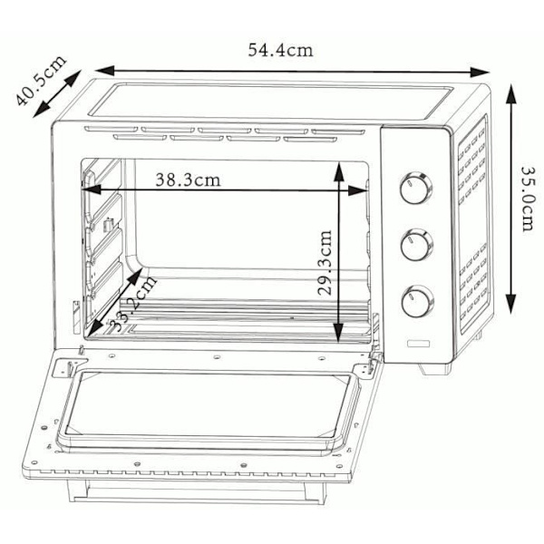 Miniovn CONTINENTAL EDISON MF38N Sort B54,35 x H36,6 x D41,15 cm 38L