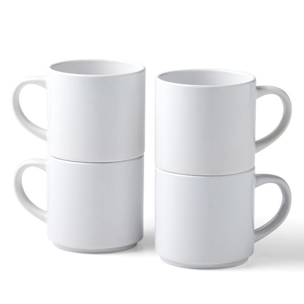 4 Stapelbara keramikmuggar Vit 300 ml - Cricut Vit