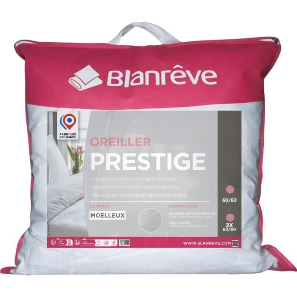 Pude 60x60 cm - BLANREVE PRESTIGE - 100% polyester - Stribet satin Vit