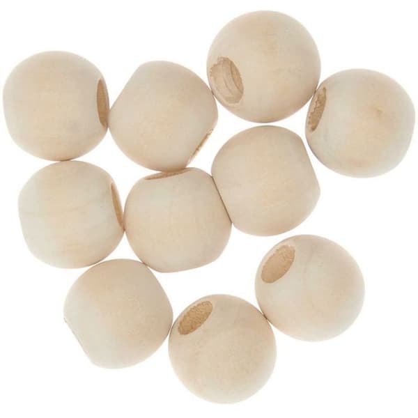 10 pyöreää makraméhelmeä - luonnonpuuta - 20 mm brun