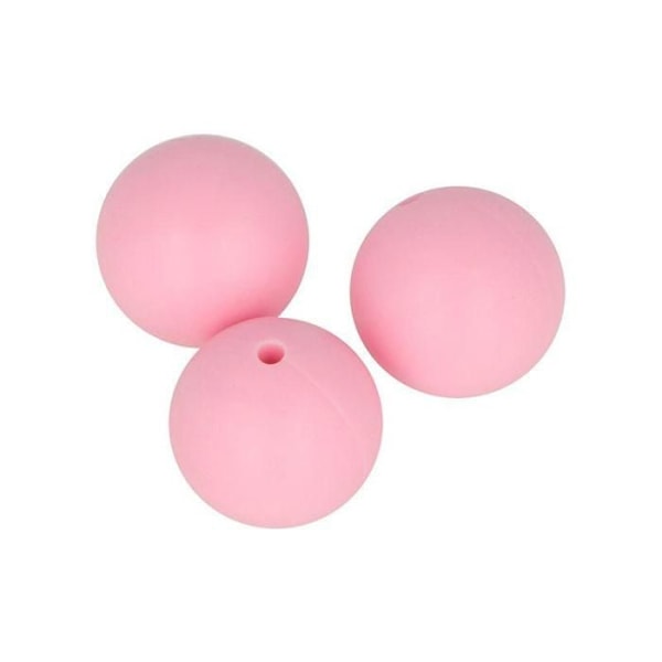 Set med runda silikonpärlor - 15 mm - Rosa - 3 st Rosa