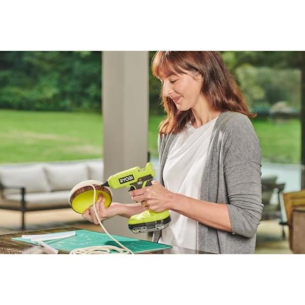 RYOBI - 18V ONE+ limpistol - varmes op på 3 min - varmeindikator - diam. pinde 12 mm - Med 3 lim - RGLU18-0 Grön / Träkol