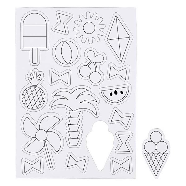 Magnetsfiguriner - Sommar - 18 st - Plast - Resin - Tryckta mönster Vit