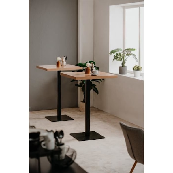 QUADRATO yhden hengen ruokapöytä - 4 henkilöä - Tammi ja musta melamiini - L70 x K75 x S70 cm Artisan Ek / Svart