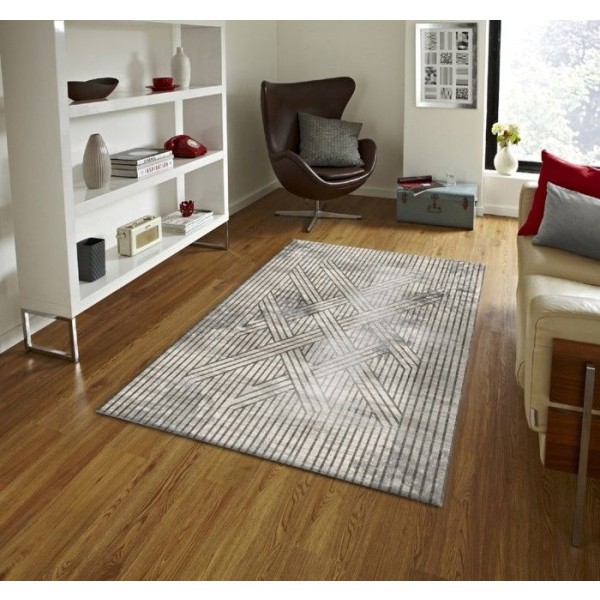 Tæppe - FISUN - Beige - 120x180 cm - Skridsikret - Maskinvaskbart - Moderne Beige