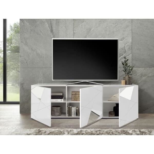 Vardagsrumsset: 3P Buffé 181 cm + TV-enhet 181 cm - Victory Blanklackerad vit