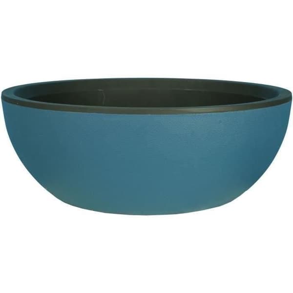 Rund blomlåda - RIVIERA - Granitlook - Plast - D40xH15 cm - Blå Blå