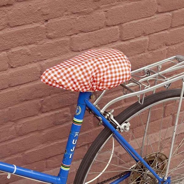 Cykelsätesöverdrag - Gingham Print Röd