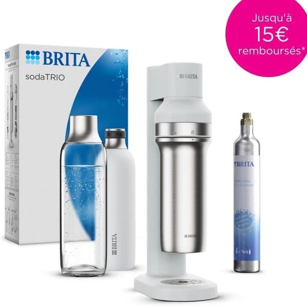 BRITA-soodakone - SodaTRIO Valkoinen - 1 Pullo 1L ja 1 CO2-sylinteri mukana Vit